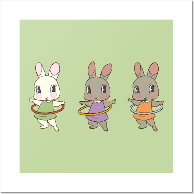 Hula Hooping Bunny Friends Wall Art by Studio Babyface